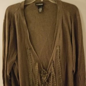 Size 26/28 Lane Bryant brown embellished cardigan.